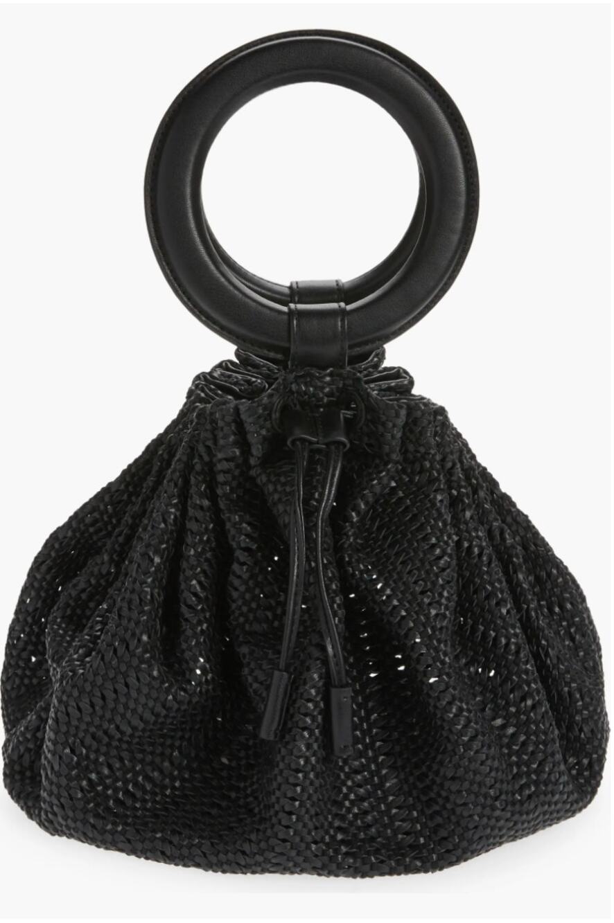 Simon Miller Bonsai Scrunch Bag Black Woven Ring Handle Bucket Bag